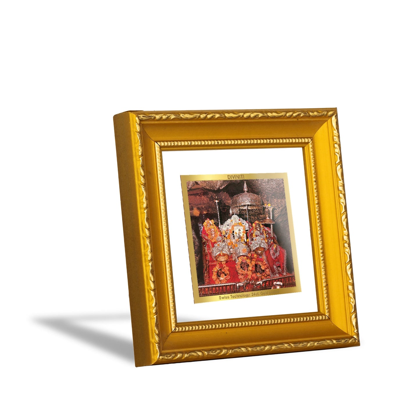 DIVINITI 24K Gold Plated Mata Ka Darbar Photo Frame For Home Decoration, Table, Puja (10 X 10 CM)