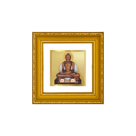 DIVINITI 24K Gold Plated Mahavir Photo Frame For Living Room, Table, Luxury Gift (10 X 10 CM)