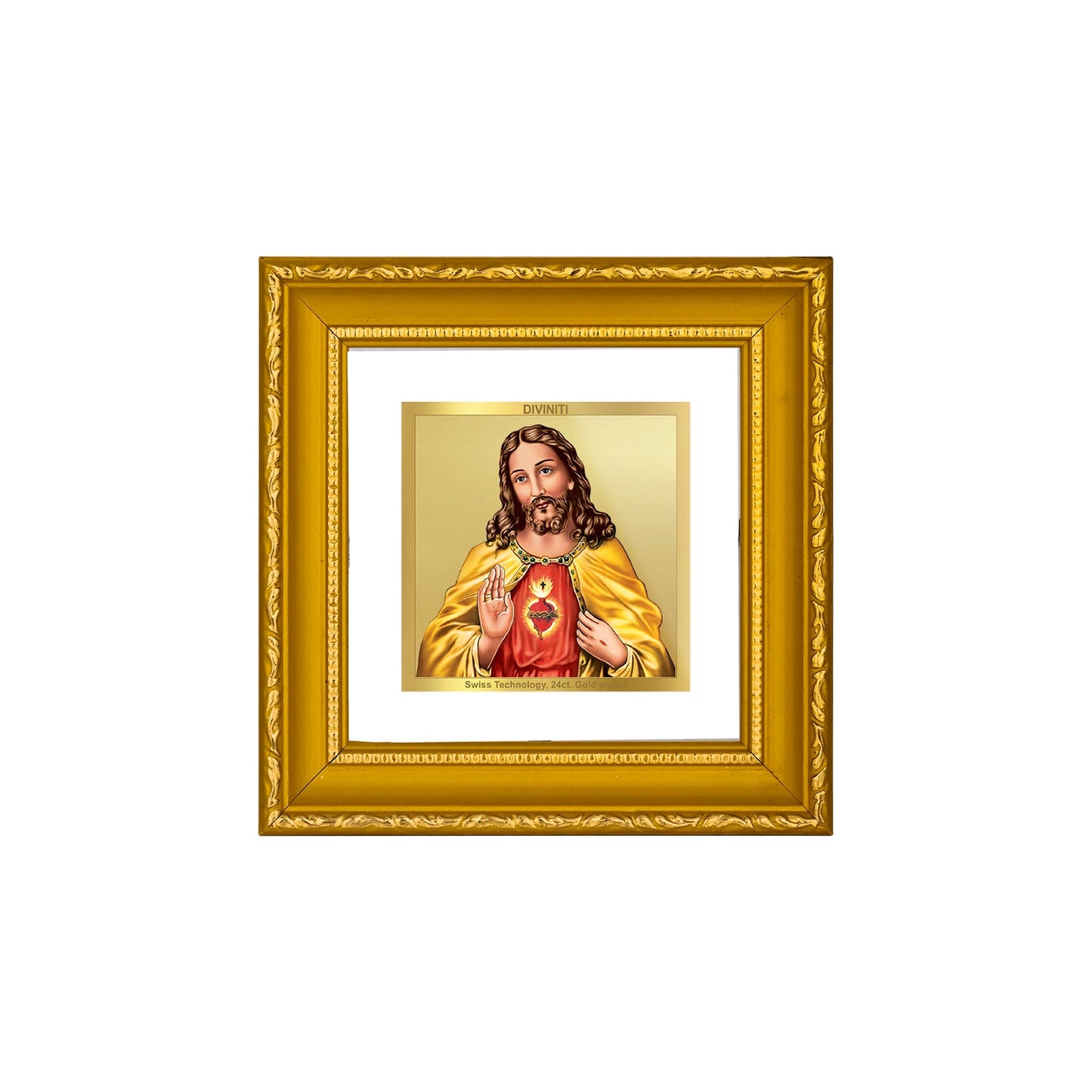 DIVINITI JESUS Gold Plated Wall Photo Frame| DG Frame 101 Size 1A Wall Photo Frame and 24K Gold Plated Foil| Religious Photo Frame Idol For Prayer, Gifts Items (10CMX10CM)