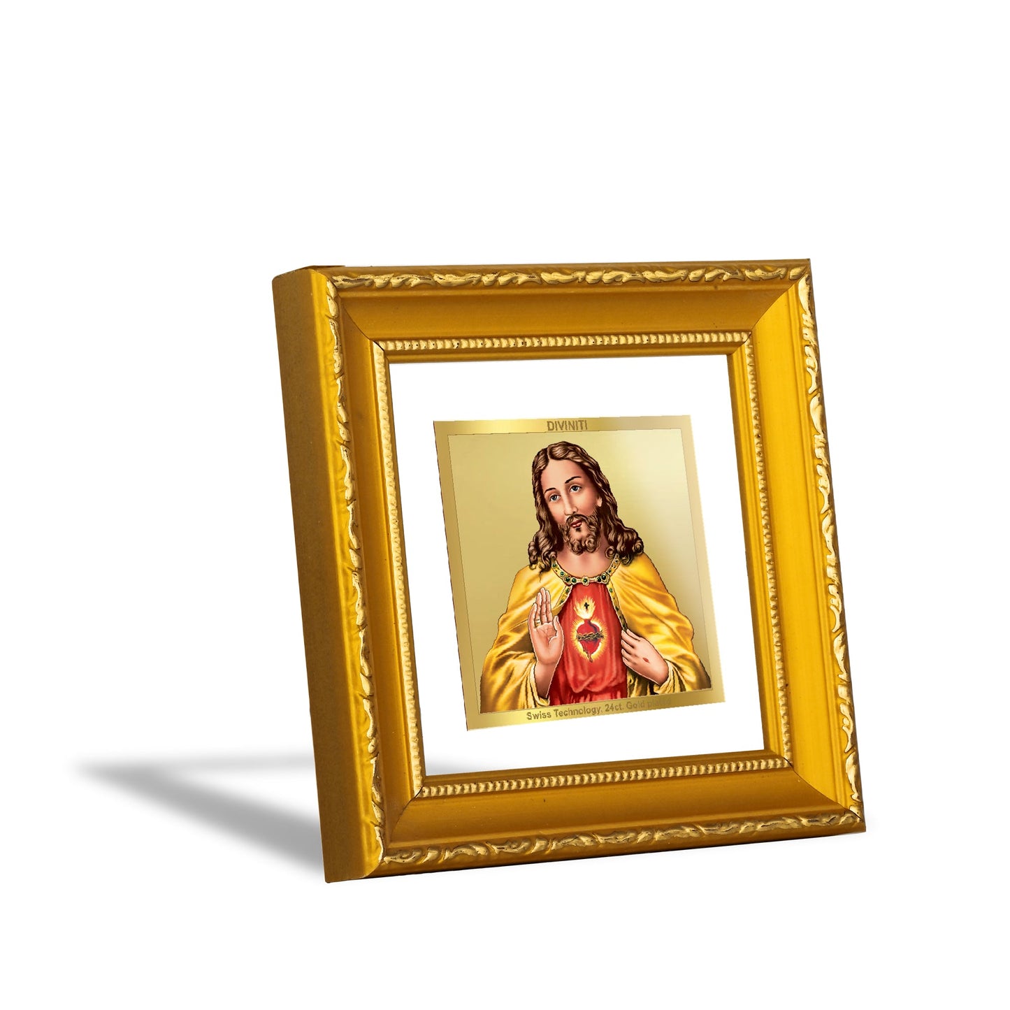 DIVINITI JESUS Gold Plated Wall Photo Frame| DG Frame 101 Size 1A Wall Photo Frame and 24K Gold Plated Foil| Religious Photo Frame Idol For Prayer, Gifts Items (10CMX10CM)