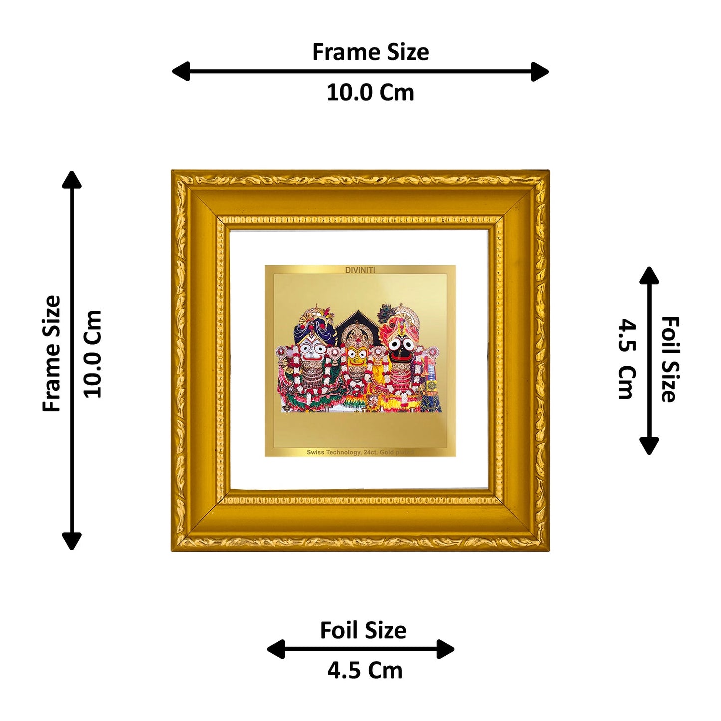 DIVINITI Jagannath Gold Plated Wall Photo Frame| DG Frame 101 Size 1A Wall Photo Frame and 24K Gold Plated Foil| Religious Photo Frame Idol For Prayer, Gifts Items (10CMX10CM)