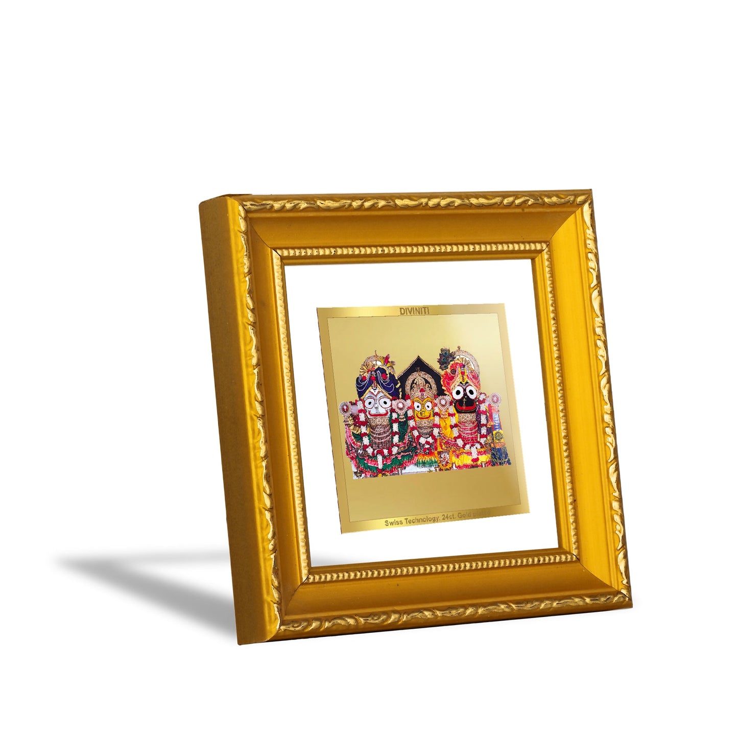 DIVINITI Jagannath Gold Plated Wall Photo Frame| DG Frame 101 Size 1A Wall Photo Frame and 24K Gold Plated Foil| Religious Photo Frame Idol For Prayer, Gifts Items (10CMX10CM)