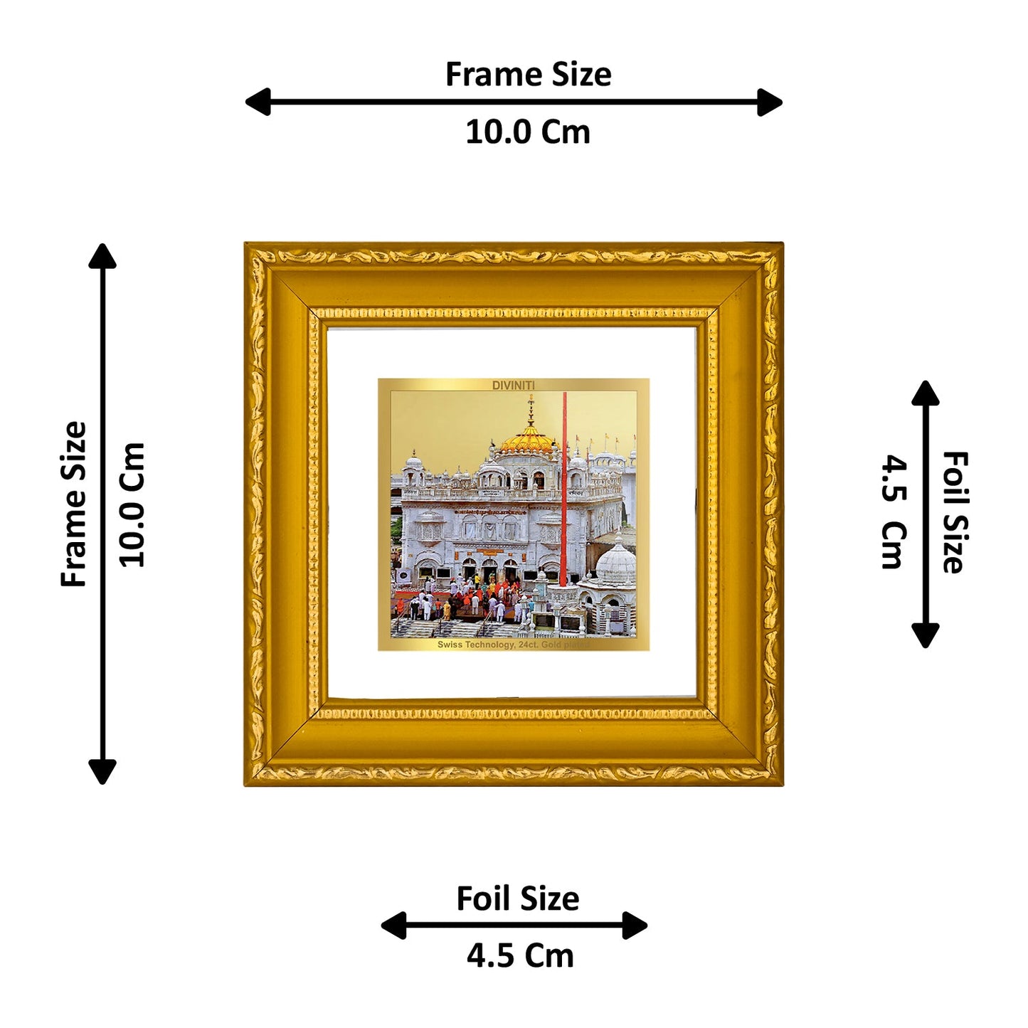 DIVINITI Hazur Sahib Gold Plated Wall Photo Frame| DG Frame 101 Size 1A Wall Photo Frame and 24K Gold Plated Foil| Religious Photo Frame Idol For Prayer, Gifts Items (10CMX10CM)