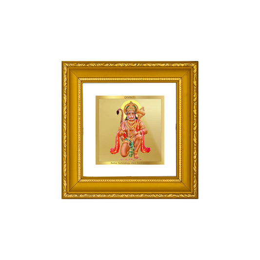 DIVINITI HANUMAN ASHIRWAD Gold Plated Wall Photo Frame| DG Frame 101 Size 1A Wall Photo Frame and 24K Gold Plated Foil| Religious Photo Frame Idol For Prayer, Gifts Items (10CMX10CM)