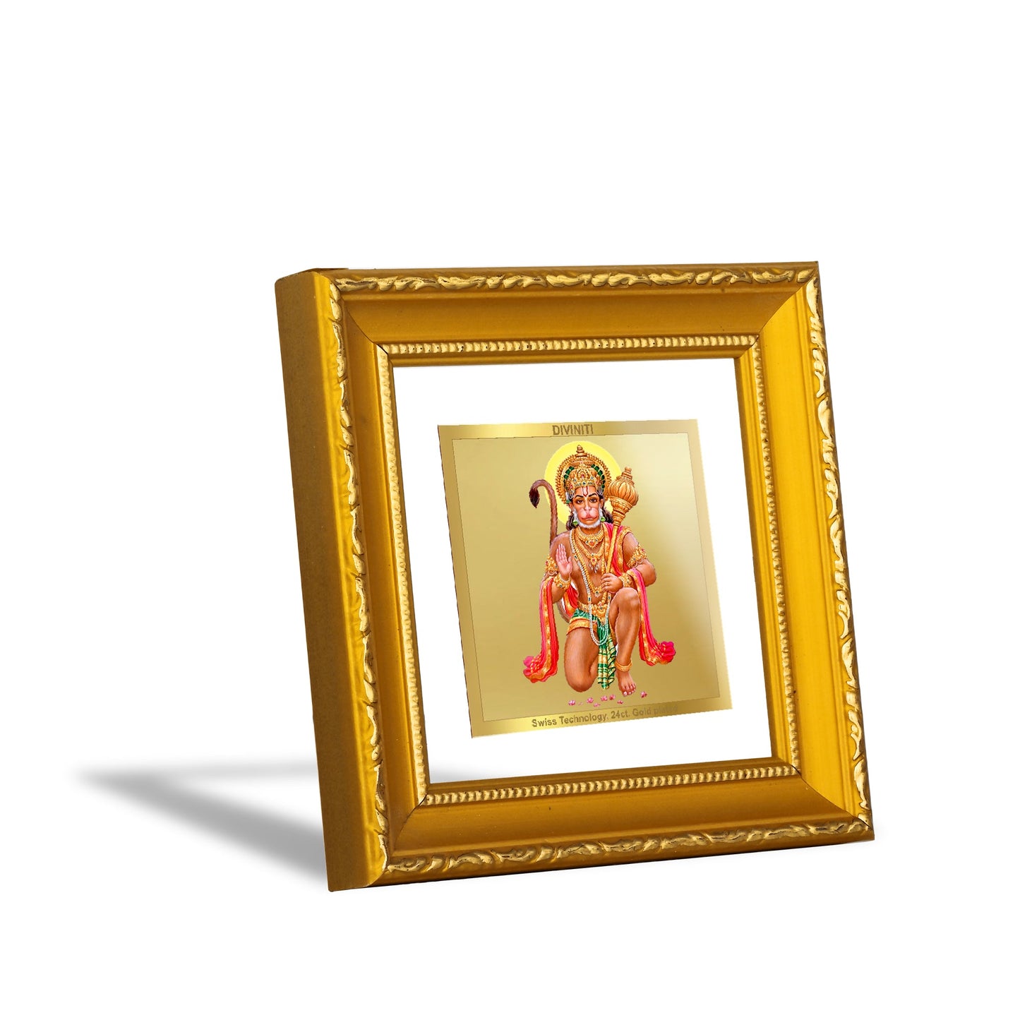 DIVINITI HANUMAN ASHIRWAD Gold Plated Wall Photo Frame| DG Frame 101 Size 1A Wall Photo Frame and 24K Gold Plated Foil| Religious Photo Frame Idol For Prayer, Gifts Items (10CMX10CM)