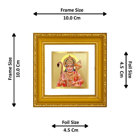 DIVINITI Hanuman-1 Gold Plated Wall Photo Frame| DG Frame 101 Size 1A Wall Photo Frame and 24K Gold Plated Foil| Religious Photo Frame Idol For Prayer, Gifts Items (10CMX10CM)