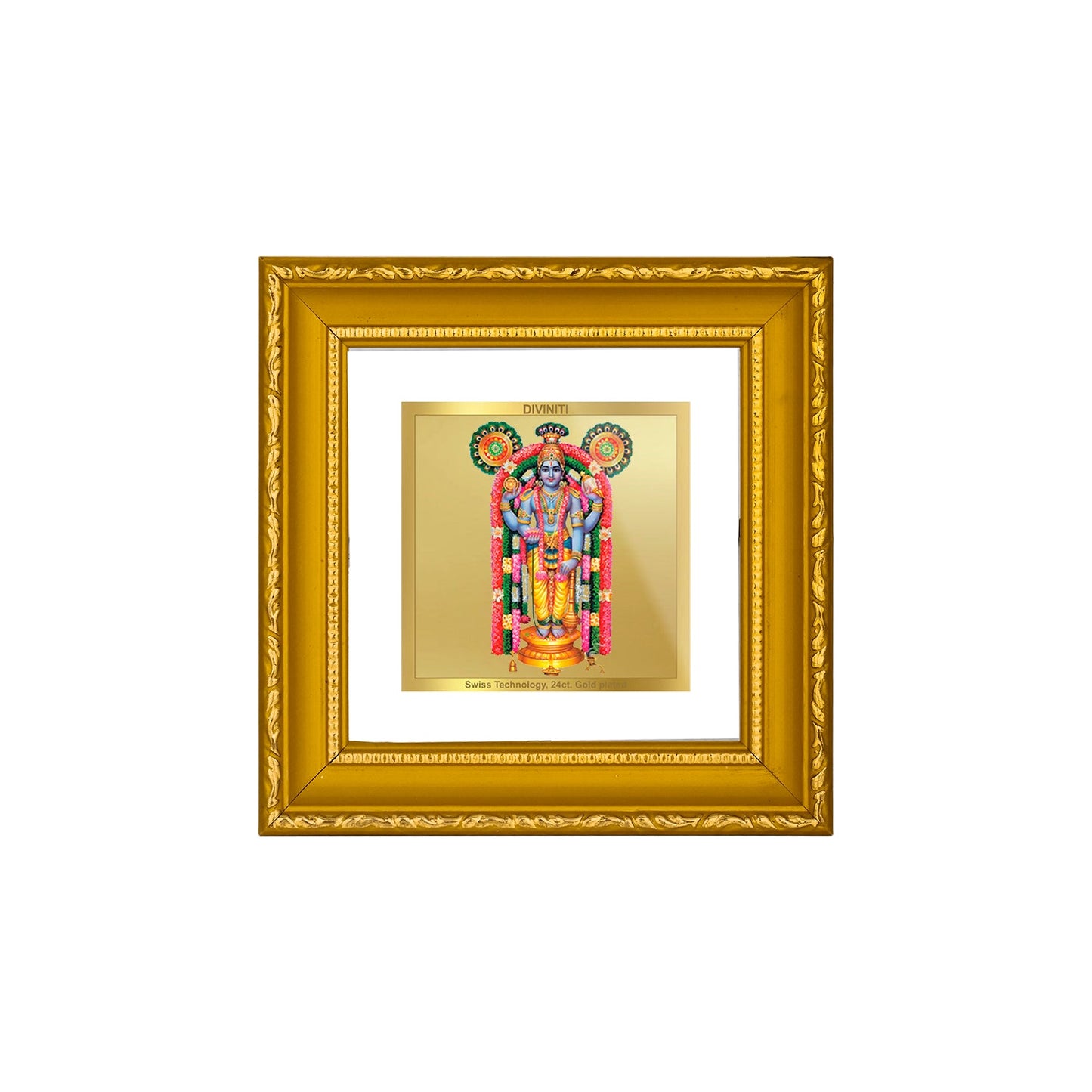 DIVINITI GURUVAYURAPPAN Gold Plated Wall Photo Frame| DG Frame 101 Size 1A Wall Photo Frame and 24K Gold Plated Foil| Religious Photo Frame Idol For Prayer, Gifts Items (10CMX10CM)