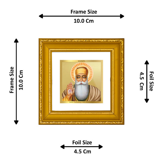 DIVINITI Guru Nanak Gold Plated Wall Photo Frame| DG Frame 101 Size 1A Wall Photo Frame and 24K Gold Plated Foil| Religious Photo Frame Idol For Prayer, Gifts Items (10CMX10CM)