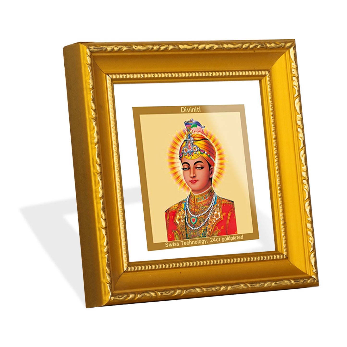 DIVINITI GURU HAR KISHAN SINGH  Gold Plated Wall Photo Frame| DG Frame 101 Size 1A Wall Photo Frame and 24K Gold Plated Foil| Religious Photo Frame Idol For Prayer, Gifts Items (10CMX10CM)