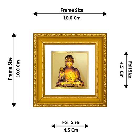 DIVINITI BUDDHA Gold Plated Wall Photo Frame| DG Frame 101 Size 1A Wall Photo Frame and 24K Gold Plated Foil| Religious Photo Frame Idol For Prayer, Gifts Items (10CMX10CM)