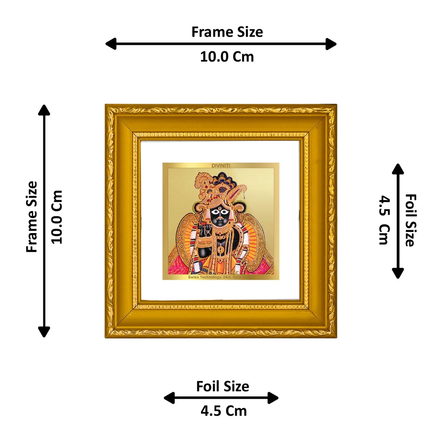 DIVINITI BANKEY BIHARI  Gold Plated Wall Photo Frame| DG Frame 101 Size 1A Wall Photo Frame and 24K Gold Plated Foil| Religious Photo Frame Idol For Prayer, Gifts Items (10CMX10CM)