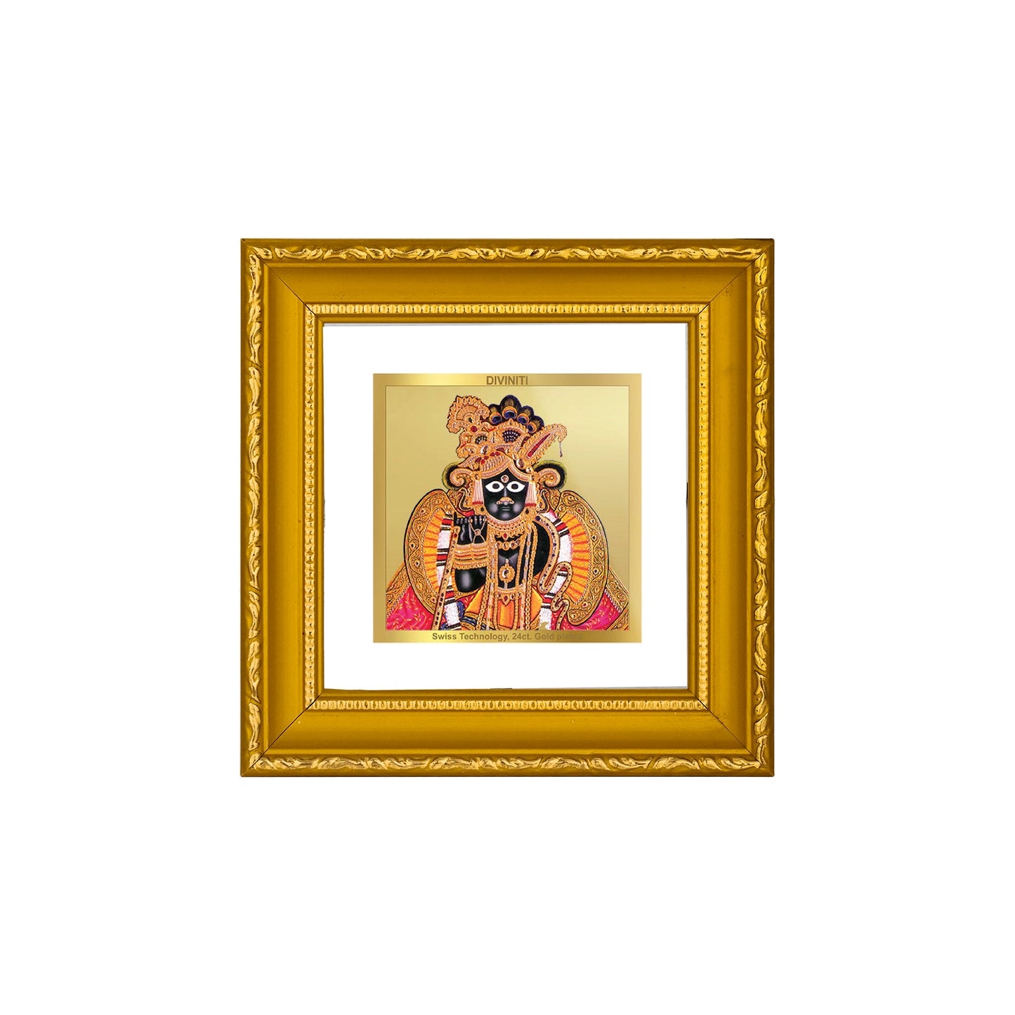 DIVINITI BANKEY BIHARI  Gold Plated Wall Photo Frame| DG Frame 101 Size 1A Wall Photo Frame and 24K Gold Plated Foil| Religious Photo Frame Idol For Prayer, Gifts Items (10CMX10CM)