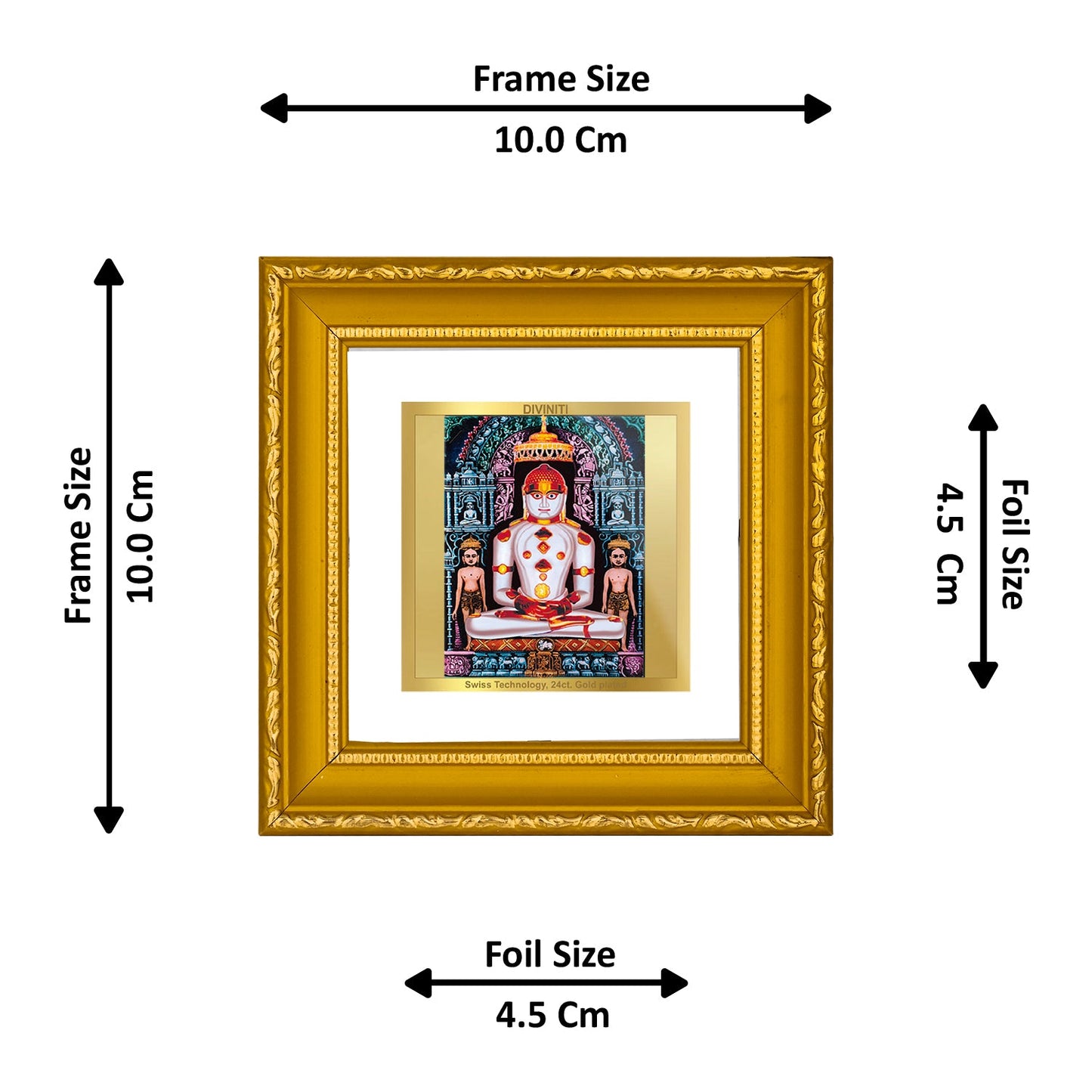 DIVINITI Adinath Gold Plated Wall Photo Frame| DG Frame 101 Size 1A Wall Photo Frame and 24K Gold Plated Foil| Religious Photo Frame Idol For Prayer, Gifts Items (10CMX10CM)