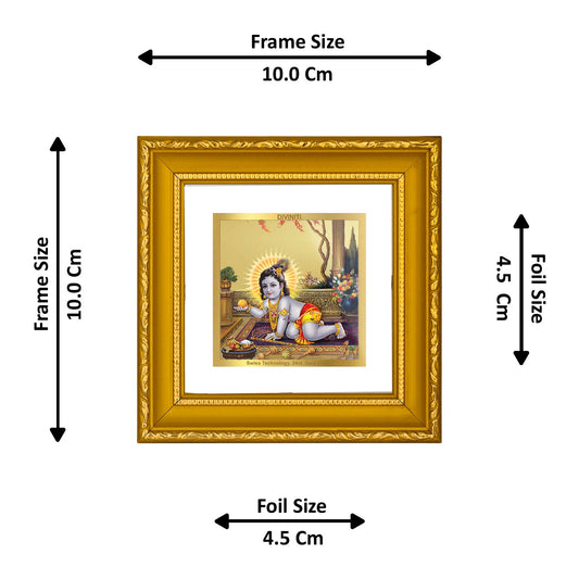 DIVINITI Laddu Gopal Gold Plated Wall Photo Frame| DG Frame 101 Size 1A Wall Photo Frame and 24K Gold Plated Foil| Religious Photo Frame Idol For Prayer, Gifts Items (10CMX10CM)