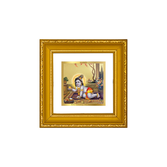 DIVINITI Laddu Gopal Gold Plated Wall Photo Frame| DG Frame 101 Size 1A Wall Photo Frame and 24K Gold Plated Foil| Religious Photo Frame Idol For Prayer, Gifts Items (10CMX10CM)