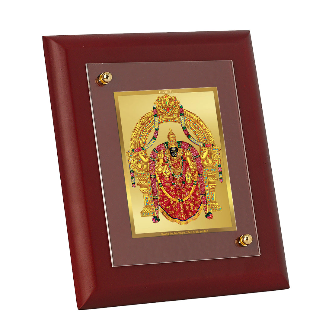 DIVINITI Padmavati Gold Plated Wall Photo Frame, Table Decor| MDF 2 Wooden Wall Photo Frame and 24K Gold Plated Foil| Religious Photo Frame Idol For Pooja, Gifts Items (20.0CMX16.0CM)