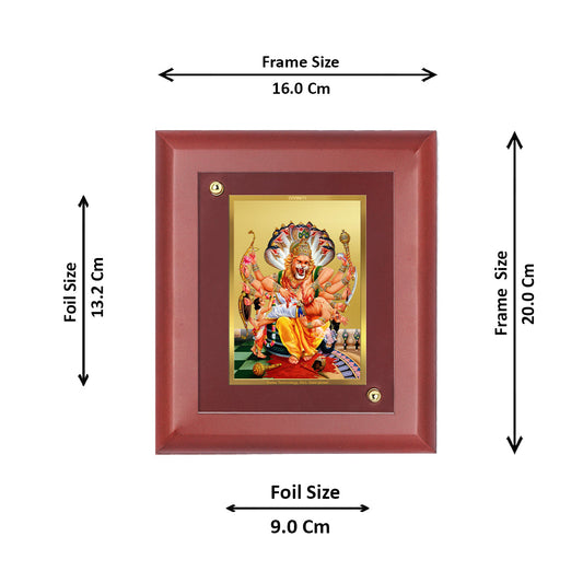 DIVINITI Narasimha Gold Plated Wall Photo Frame, Table Decor| MDF 2 Wooden Wall Photo Frame and 24K Gold Plated Foil| Religious Photo Frame Idol For Pooja, Gifts Items (20.0CMX16.0CM)