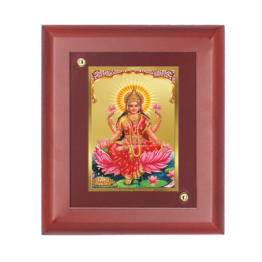 DIVINITI Lakshmi Gold Plated Wall Photo Frame, Table Decor| MDF 2 Wooden Wall Photo Frame and 24K Gold Plated Foil| Religious Photo Frame Idol For Pooja, Gifts Items (20.0CMX16.0CM)