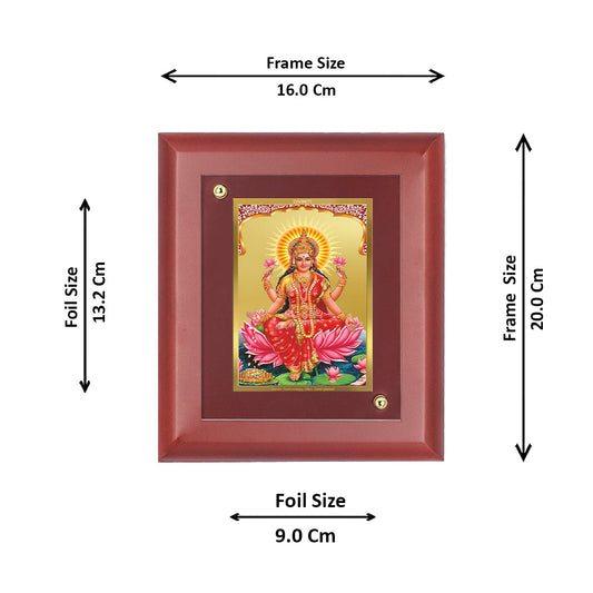 DIVINITI Lakshmi Gold Plated Wall Photo Frame, Table Decor| MDF 2 Wooden Wall Photo Frame and 24K Gold Plated Foil| Religious Photo Frame Idol For Pooja, Gifts Items (20.0CMX16.0CM)