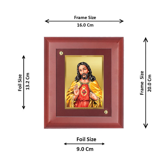 DIVINITI Jesus Gold Plated Wall Photo Frame, Table Decor| MDF 2 Wooden Wall Photo Frame and 24K Gold Plated Foil| Religious Photo Frame Idol For Prayer, Gifts Items (20.0CMX16.0CM)