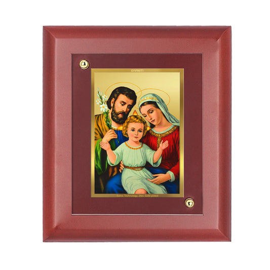 DIVINITI Holy Family Gold Plated Wall Photo Frame, Table Decor| MDF 2 Wooden Wall Photo Frame and 24K Gold Plated Foil| Religious Photo Frame Idol For Prayer, Gifts Items (20.0CMX16.0CM)