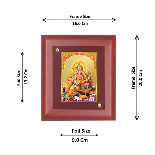 DIVINITI Lord Ganesha Gold Plated Wall Photo Frame, Table Decor| MDF 2 Wooden Wall Photo Frame and 24K Gold Plated Foil| Religious Photo Frame Idol For Pooja, Gifts Items (20.0CMX16.0CM)