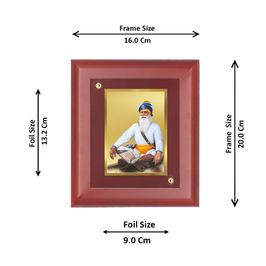 DIVINITI Baba Deep Singh Gold Plated Wall Photo Frame, Table Decor| MDF 2 Wooden Wall Photo Frame and 24K Gold Plated Foil| Religious Photo Frame Idol For Pooja, Gifts Items (20.0CMX16.0CM)