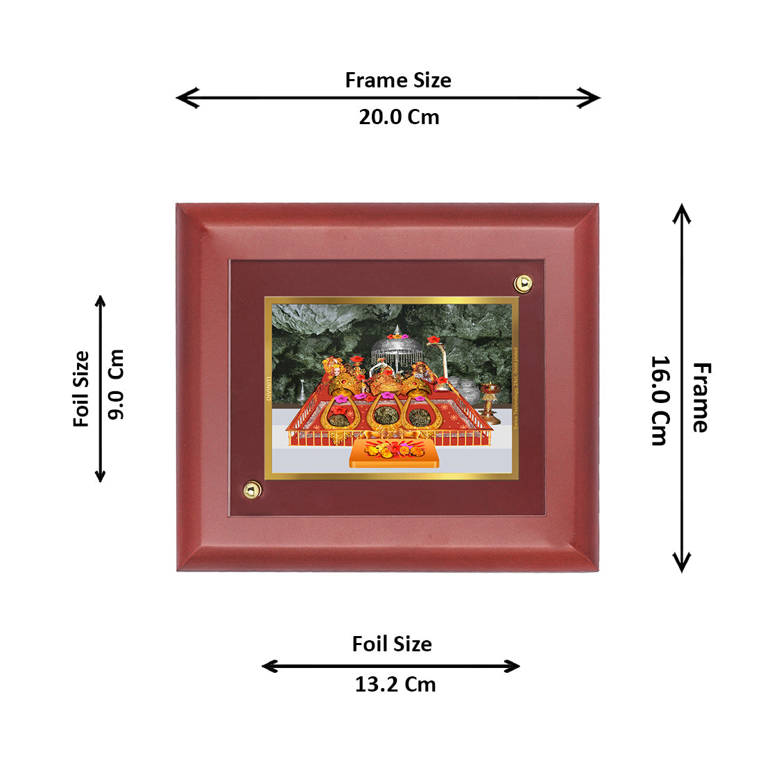 DIVINITI Mata Ka Darbar Gold Plated Wall Photo Frame, Table Decor| MDF 2 Wooden Wall Photo Frame and 24K Gold Plated Foil| Religious Photo Frame Idol For Pooja, Gifts Items (20.0CMX16.0CM)