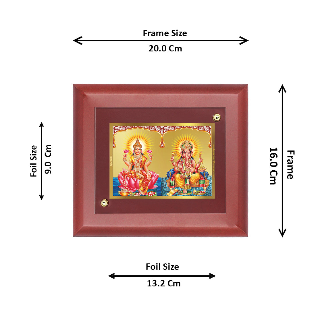 DIVINITI Lakshmi & Ganesha Gold Plated Wall Photo Frame, Table Decor| MDF 2 Wooden Wall Photo Frame and 24K Gold Plated Foil| Religious Photo Frame Idol For Pooja, Gifts Items (20.0CMX16.0CM)