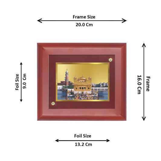 DIVINITI Golden Temple Gold Plated Wall Photo Frame, Table Decor| MDF 2 Wooden Wall Photo Frame and 24K Gold Plated Foil| Religious Photo Frame Idol For Pooja, Gifts Items (20.0CMX16.0CM)