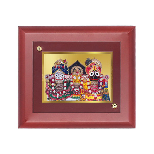 DIVINITI Jagannath Gold Plated Wall Photo Frame, Table Decor| MDF 2 Wooden Wall Photo Frame and 24K Gold Plated Foil| Religious Photo Frame, Gifts Items (20.0CMX16.0CM)