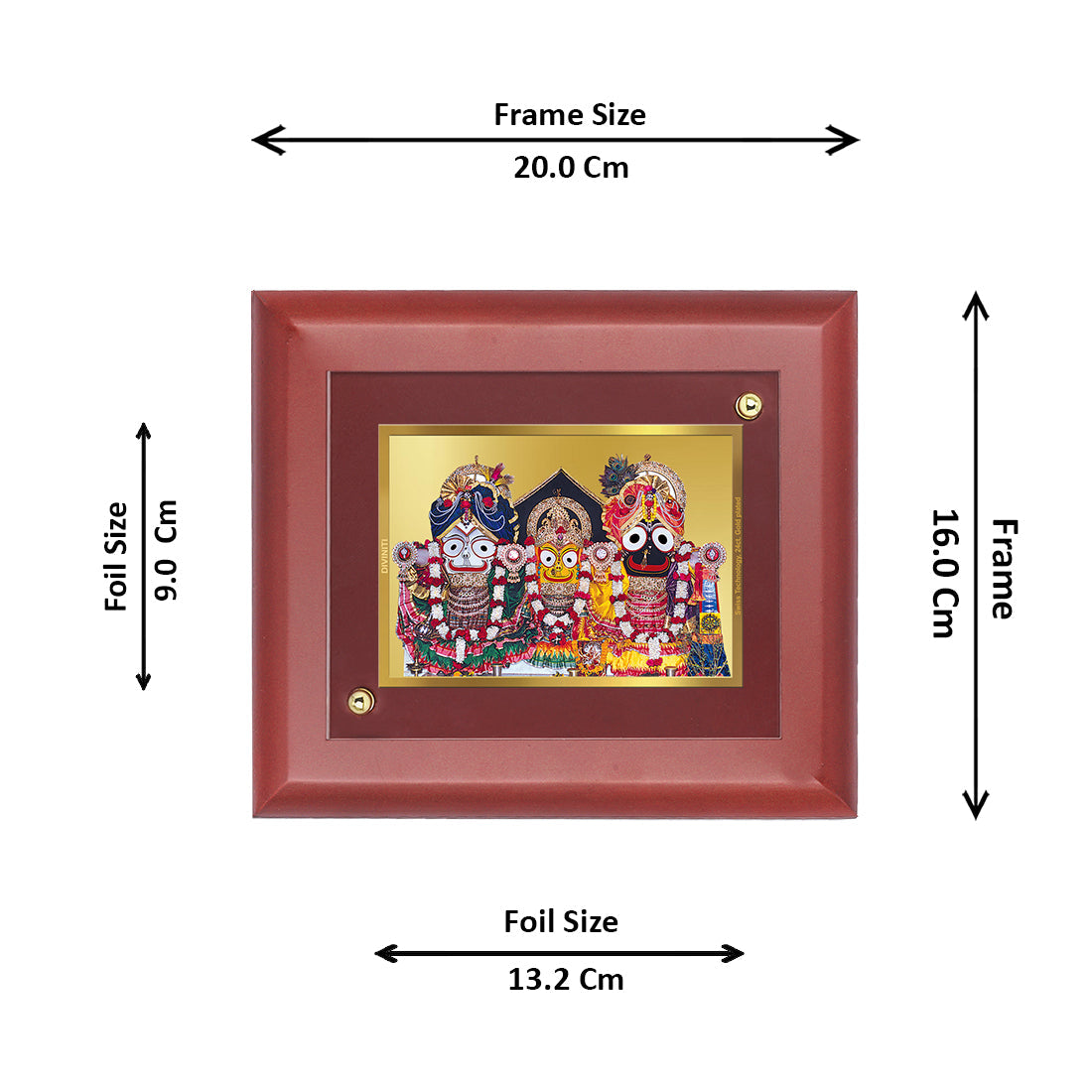 DIVINITI Jagannath Gold Plated Wall Photo Frame, Table Decor| MDF 2 Wooden Wall Photo Frame and 24K Gold Plated Foil| Religious Photo Frame, Gifts Items (20.0CMX16.0CM)