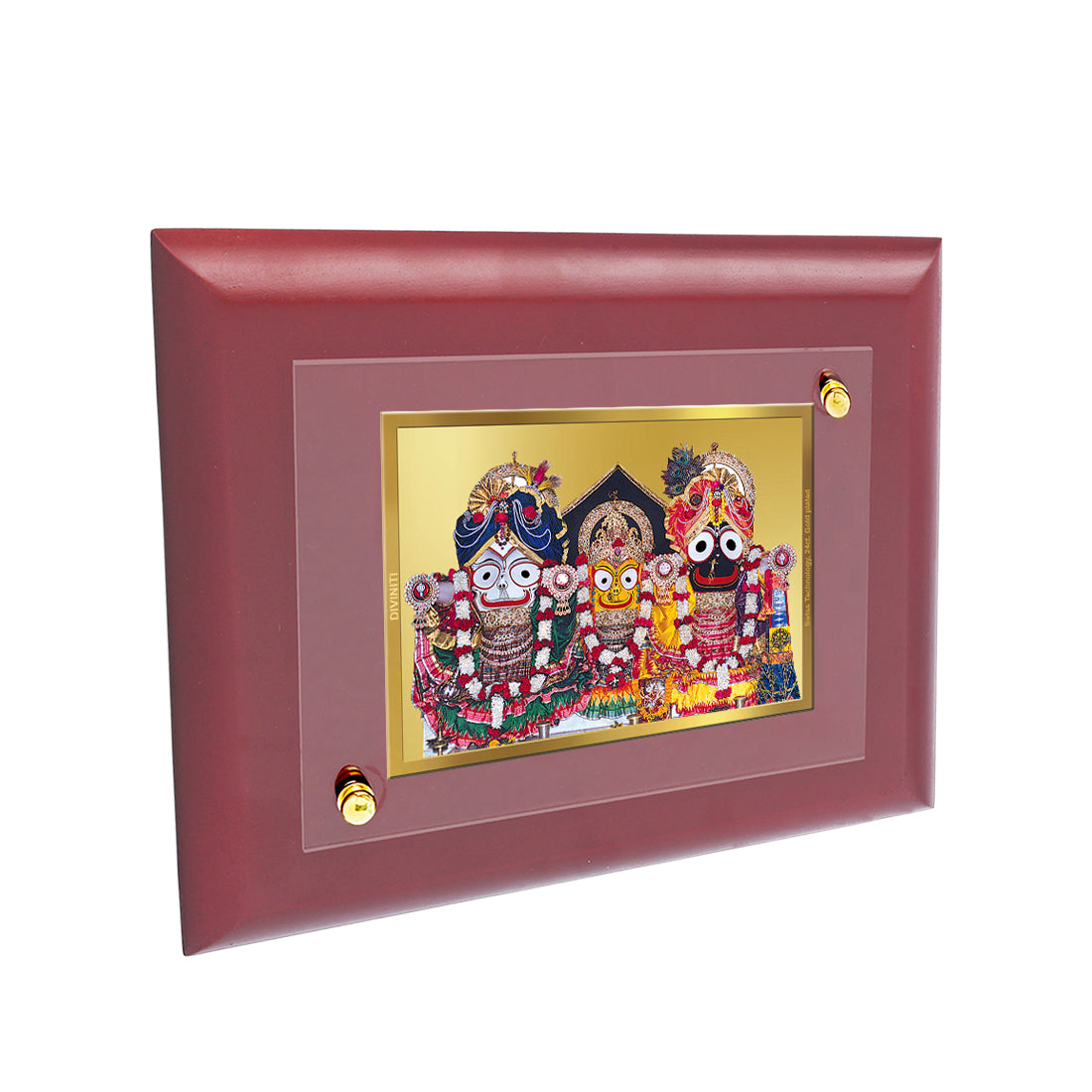 DIVINITI Jagannath Gold Plated Wall Photo Frame, Table Decor| MDF 2 Wooden Wall Photo Frame and 24K Gold Plated Foil| Religious Photo Frame, Gifts Items (20.0CMX16.0CM)