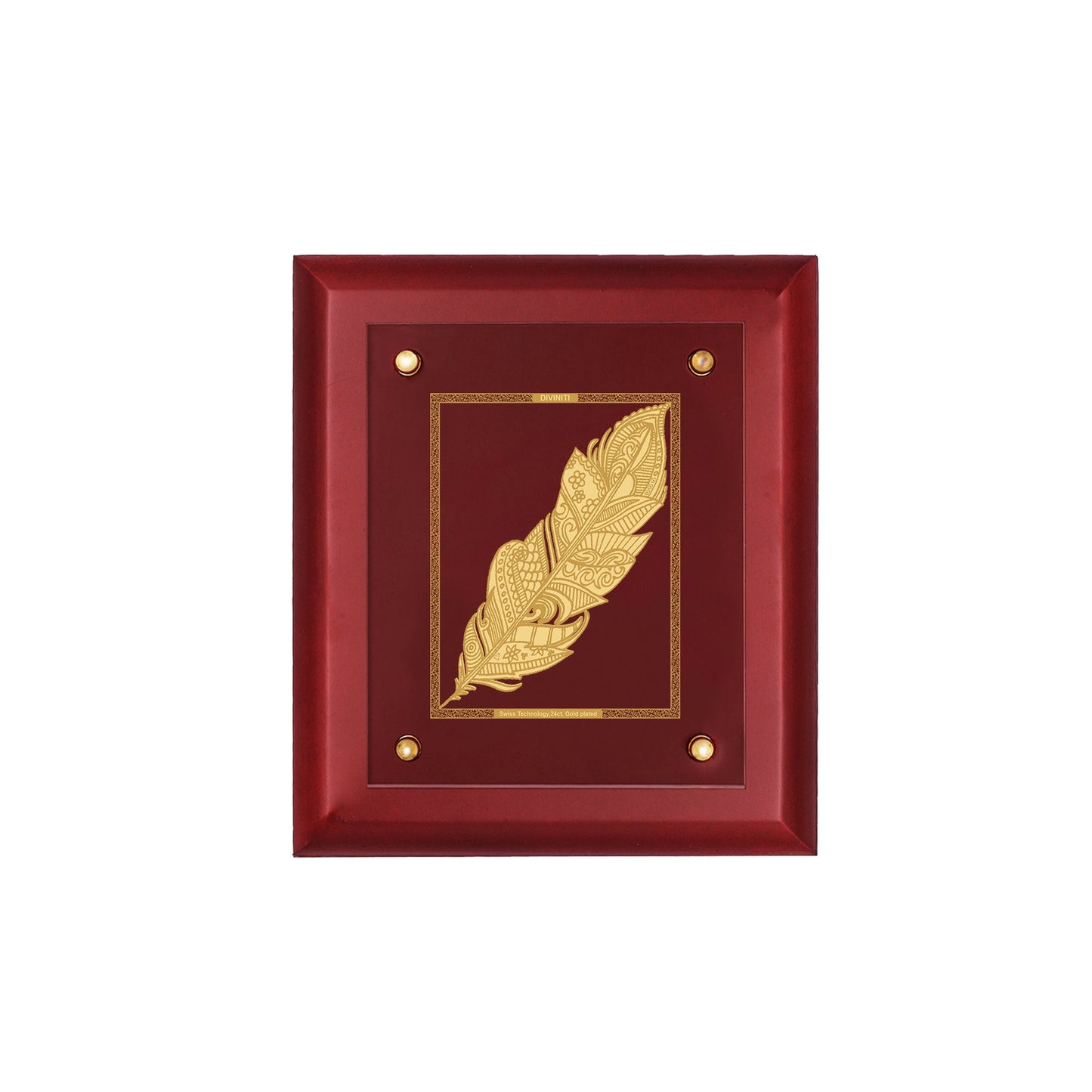 Diviniti 24K Gold Plated FEATHER Wall Hanging for Home| MDF Size 2 Photo Frame For Wall Decoration| Wall Hanging Photo Frame For Home Decor, Living Room, Hall, Guest Room