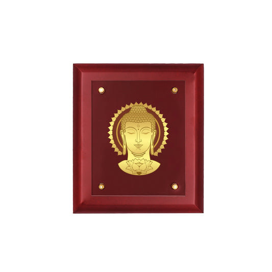 Diviniti 24K Gold Plated BUDDHA WITH LEAF Wall Hanging for Home| MDF Size 2 Photo Frame For Wall Decoration| Wall Hanging Photo Frame For Home Decor, Living Room, Hall, Guest Room