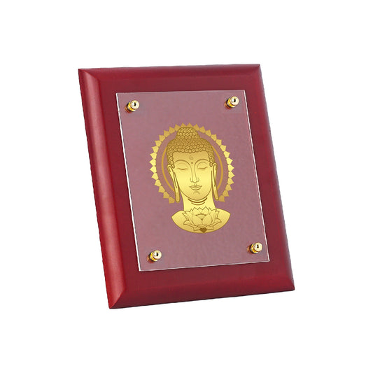 Diviniti 24K Gold Plated BUDDHA WITH LEAF Wall Hanging for Home| MDF Size 2 Photo Frame For Wall Decoration| Wall Hanging Photo Frame For Home Decor, Living Room, Hall, Guest Room