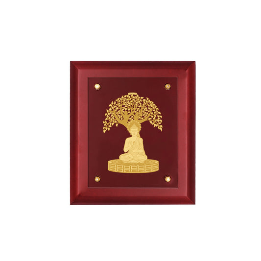 Diviniti 24K Gold Plated BUDDHA WITH TREE Wall Hanging for Home| MDF Size 2 Photo Frame For Wall Decoration| Wall Hanging Photo Frame For Home Decor, Living Room, Hall, Guest Room