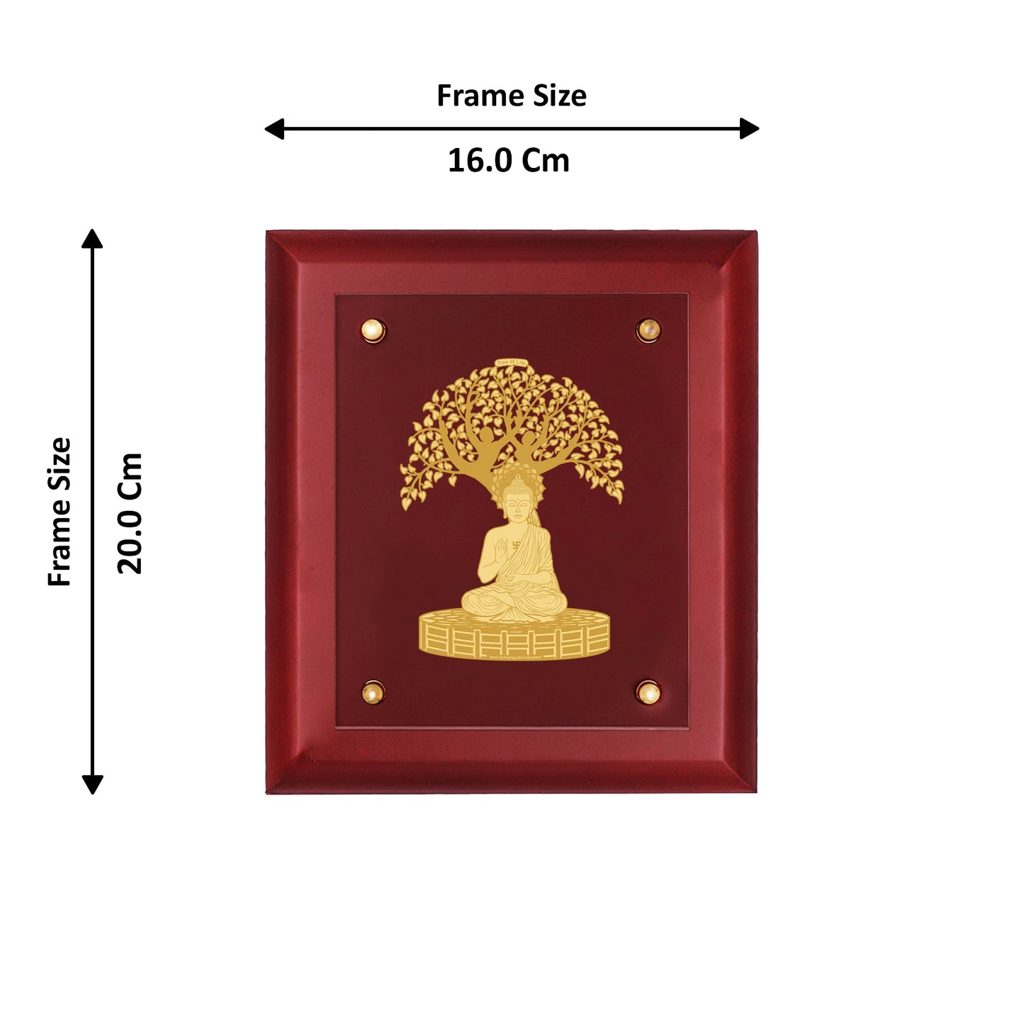 Diviniti 24K Gold Plated BUDDHA WITH TREE Wall Hanging for Home| MDF Size 2 Photo Frame For Wall Decoration| Wall Hanging Photo Frame For Home Decor, Living Room, Hall, Guest Room