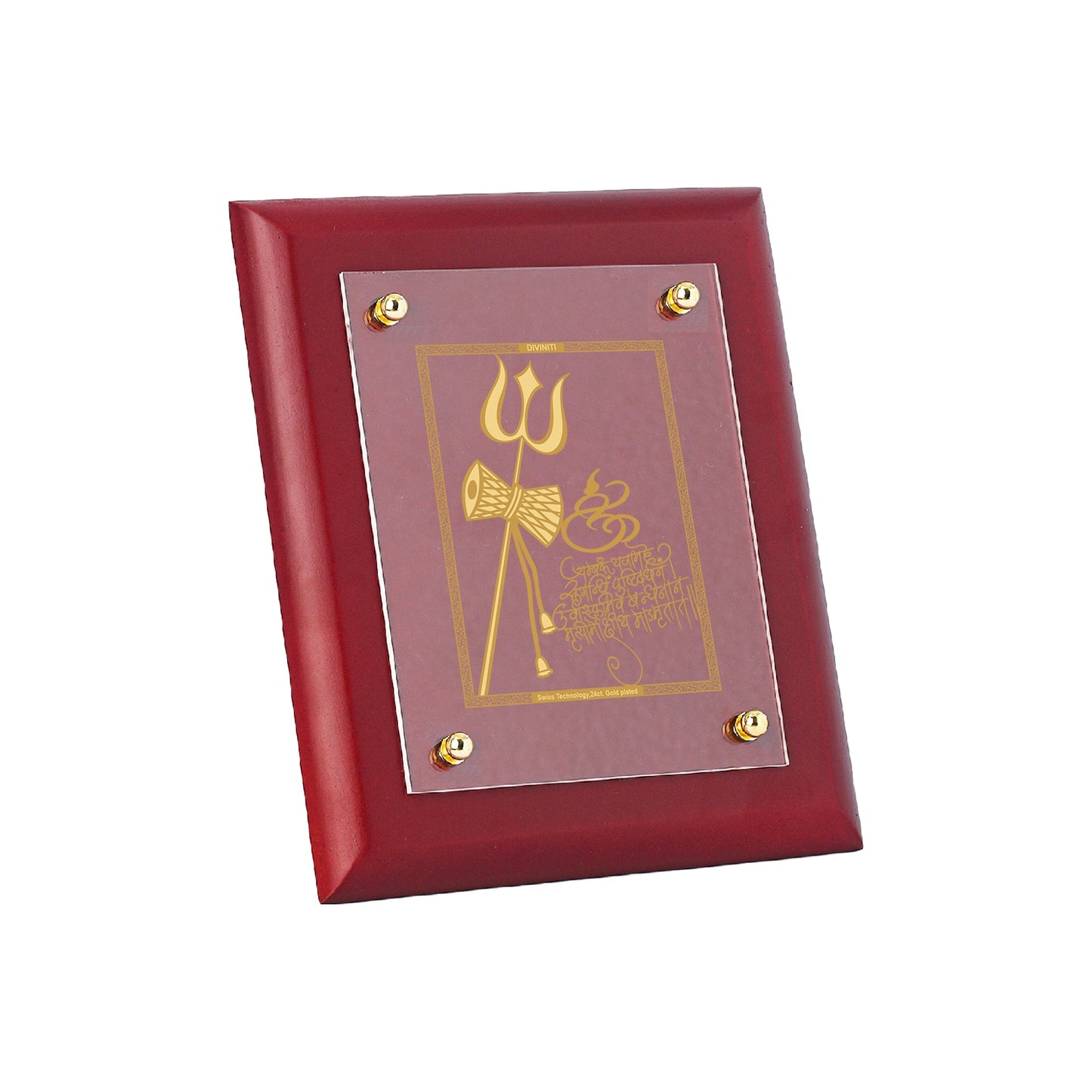 Diviniti 24K Gold Plated TRISHUL DAMRU Wall Hanging for Home| MDF Size 2 Photo Frame For Wall Decoration| Wall Hanging Photo Frame For Home Decor, Living Room, Hall, Guest Room