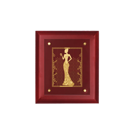 Diviniti 24K Gold Plated LADY FASHION Wall Hanging for Home| MDF Size 2 Photo Frame For Wall Decoration| Wall Hanging Photo Frame For Home Decor, Living Room, Hall, Guest Room