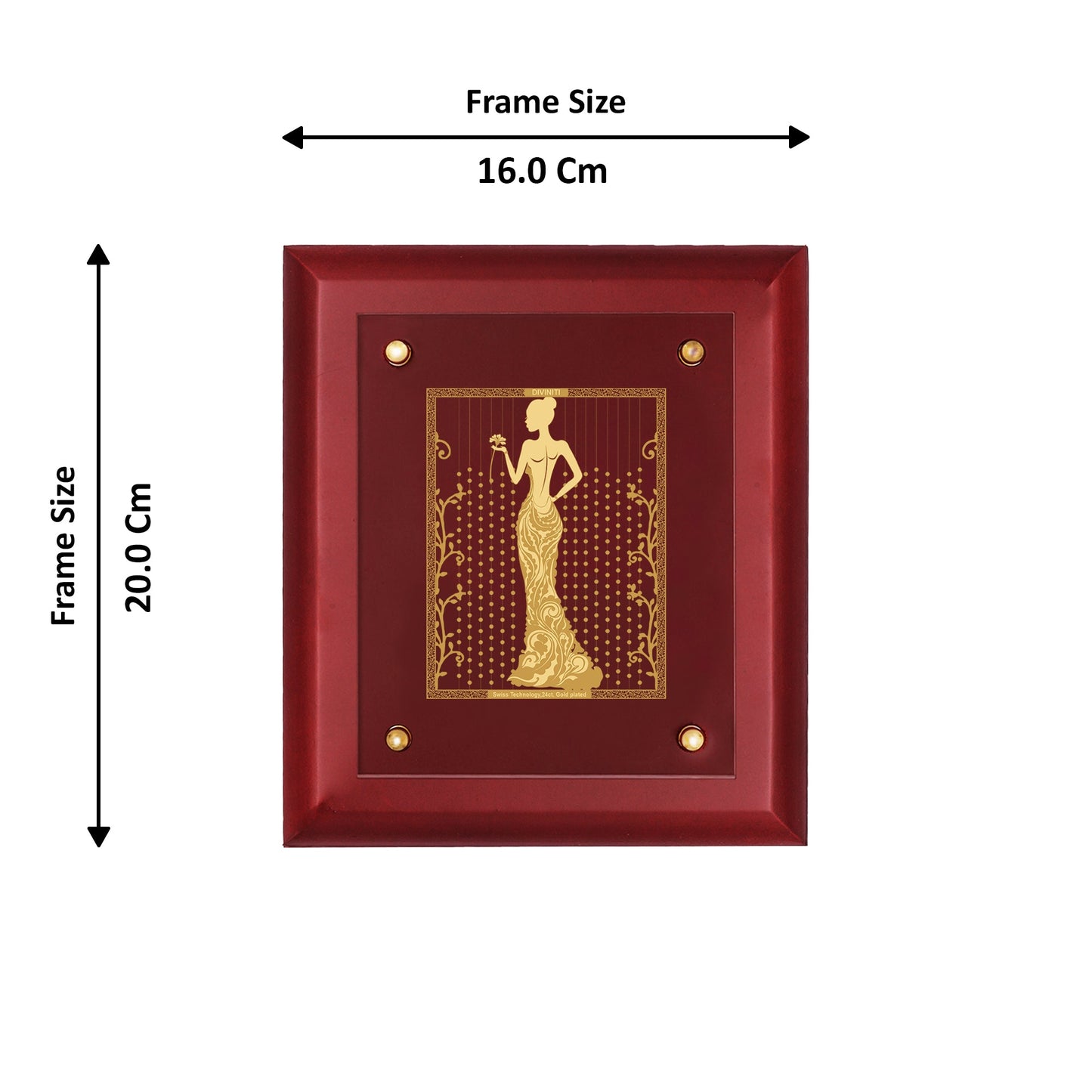 Diviniti 24K Gold Plated LADY FASHION Wall Hanging for Home| MDF Size 2 Photo Frame For Wall Decoration| Wall Hanging Photo Frame For Home Decor, Living Room, Hall, Guest Room