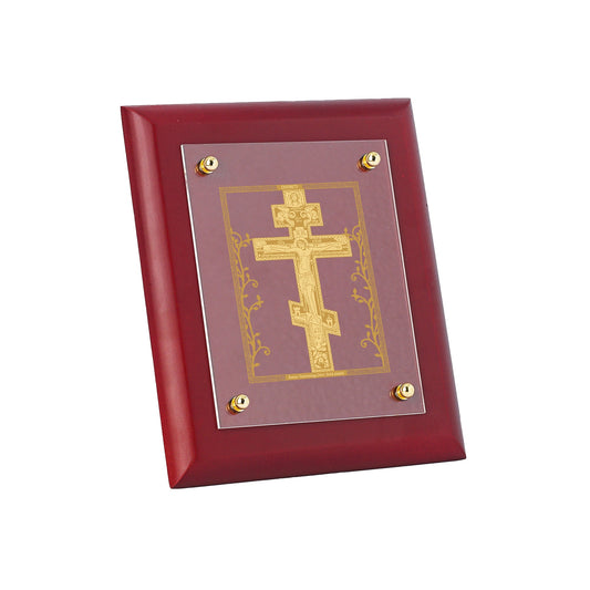 Diviniti 24K Gold Plated HOLY CROSS Wall Hanging for Home| MDF Size 2.5 Photo Frame For Wall Decoration| Wall Hanging Photo Frame For Home Decor, Living Room, Hall, Guest Room