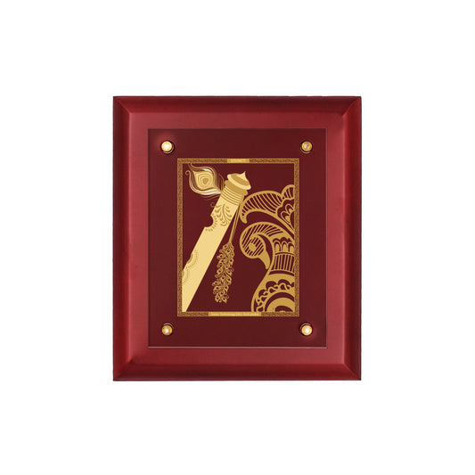 Diviniti 24K Gold Plated FLUTE Wall Hanging for Home| MDF Size 2.5 Photo Frame For Wall Decoration| Wall Hanging Photo Frame For Home Decor, Living Room, Hall, Guest Room