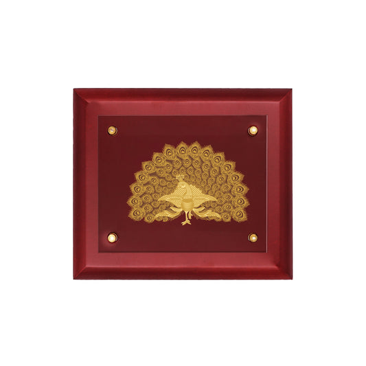 Diviniti 24K Gold Plated Peacock Wall Hanging for Home| MDF Size 2.5 Photo Frame For Wall Decoration| Wall Hanging Photo Frame For Home Decor, Living Room, Hall, Guest Room (25 × 20 cm)