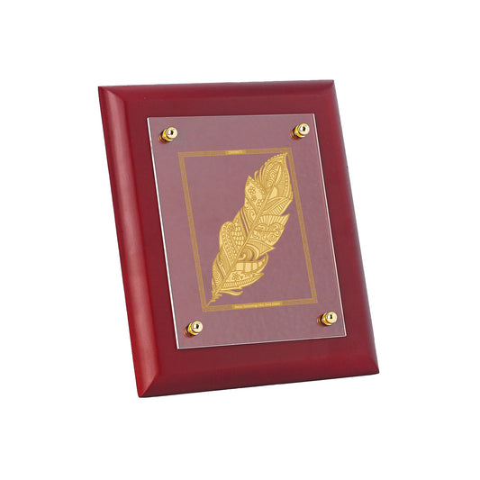 Diviniti 24K Gold Plated FEATHER  Wall Hanging for Home| MDF Size 2.5 Photo Frame For Wall Decoration| Wall Hanging Photo Frame For Home Decor, Living Room, Hall, Guest Room