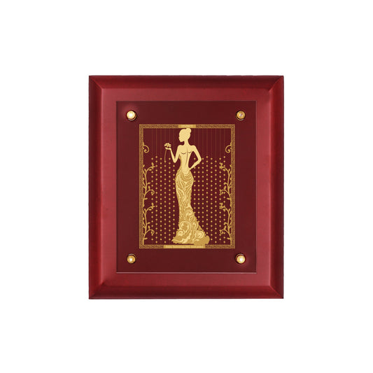 Diviniti 24K Gold Plated LADY FASHION Wall Hanging for Home| MDF Size 2.5 Photo Frame For Wall Decoration| Wall Hanging Photo Frame For Home Decor, Living Room, Hall, Guest Room