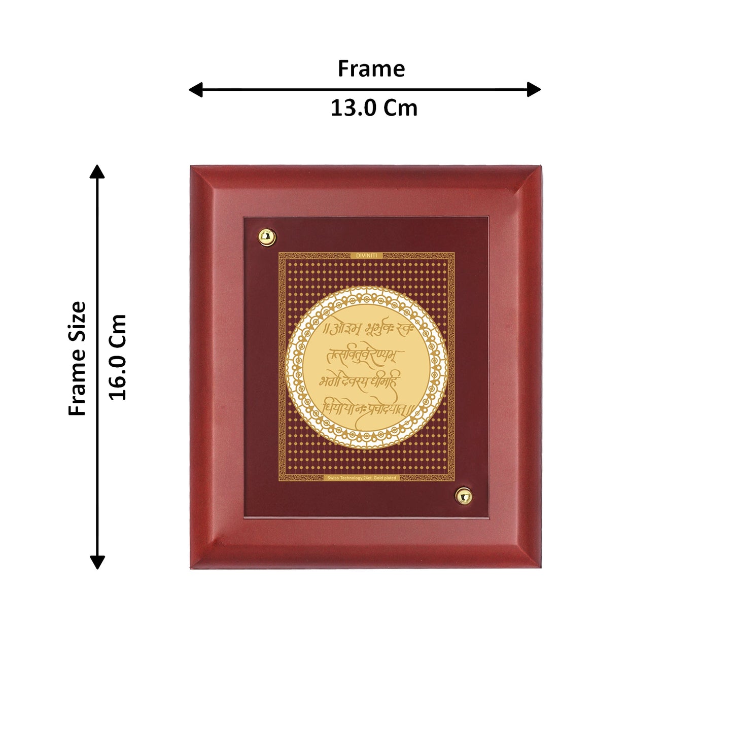 Diviniti 24K Gold Plated GAYATRI MANTRA-2 Wall Hanging for Home| MDF Size 1 Photo Frame For Wall Decoration| Wall Hanging Photo Frame For Home Decor, Living Room, Hall, Guest Room (16 × 13 cm)