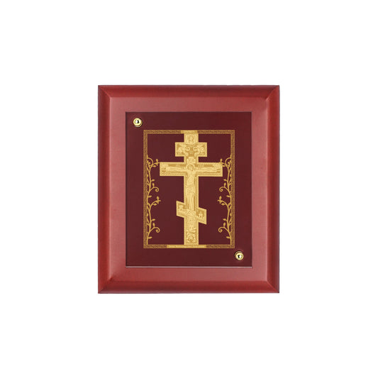 Diviniti 24K Gold Plated HOLY CROSS Wall Hanging for Home| MDF Size 1 Photo Frame For Wall Decoration| Wall Hanging Photo Frame For Home Decor, Living Room, Hall, Guest Room (16 × 13 cm)