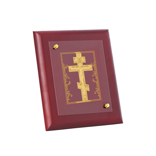 Diviniti 24K Gold Plated HOLY CROSS Wall Hanging for Home| MDF Size 1 Photo Frame For Wall Decoration| Wall Hanging Photo Frame For Home Decor, Living Room, Hall, Guest Room (16 × 13 cm)