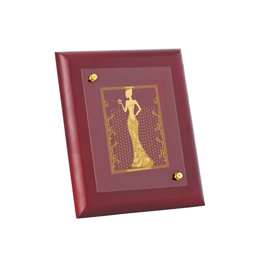 Diviniti 24K Gold Plated LADY FASHION Wall Hanging for Home| MDF Size 1 Photo Frame For Wall Decoration| Wall Hanging Photo Frame For Home Decor, Living Room, Hall, Guest Room (16 × 13 cm)